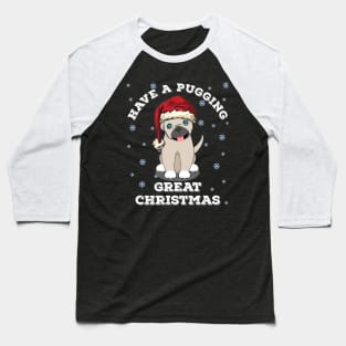 Christmas cute pug dog with santa hat Baseball T-Shirt